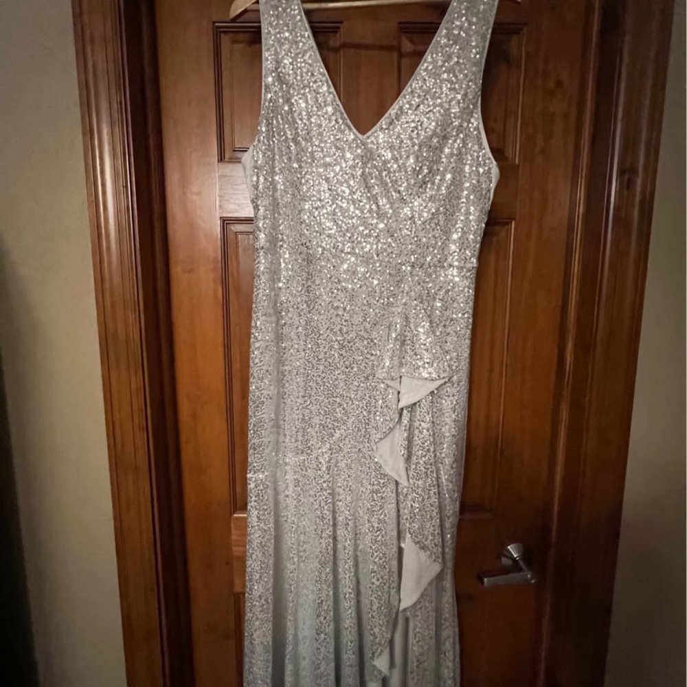Grace Karin Silver Asymmetrical Sequin Dress